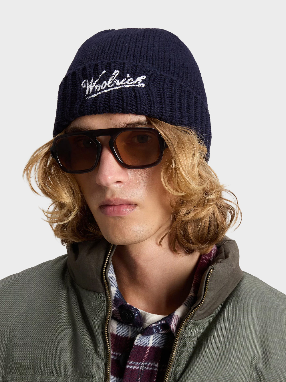 Woolrich-Beanie-Logo-Blauw Woolrich Beanie Logo Blauw - Afbeelding 1