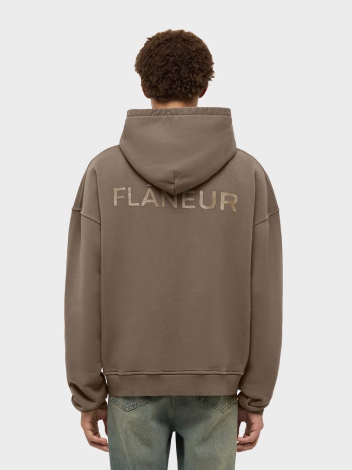 Flâneur Double Logo Washed Hoodie Bruin - Afbeelding 2