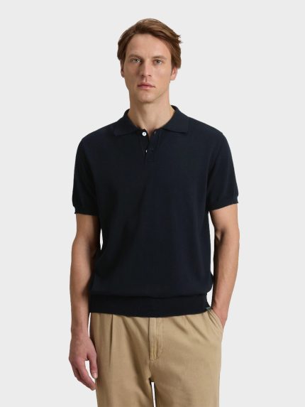 Woolrich-Knitted-Polo-Blauw