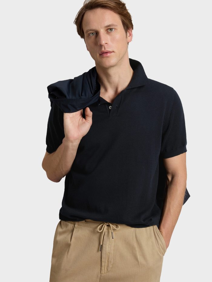 Woolrich Knitted Polo Blauw - Afbeelding 4