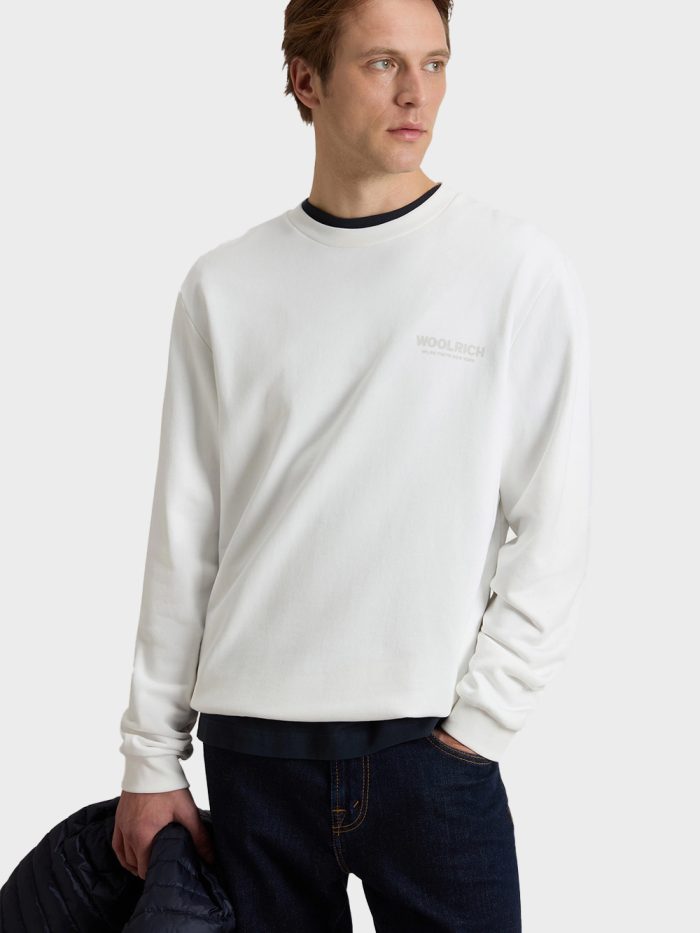 Woolrich Macro Logo Crewneck Offwhite - Afbeelding 3