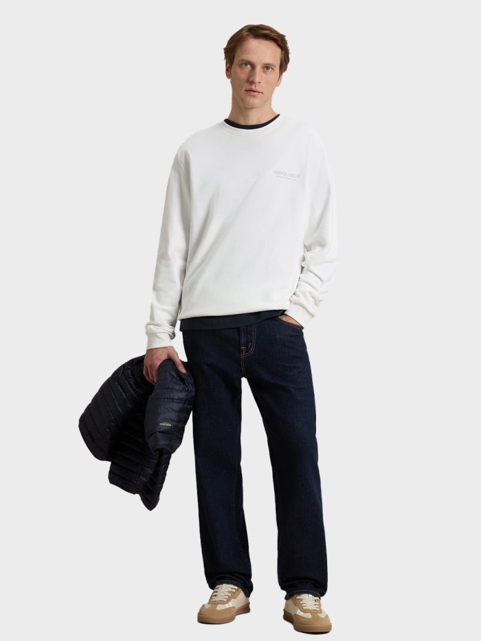 Woolrich Macro Logo Crewneck Offwhite - Afbeelding 4