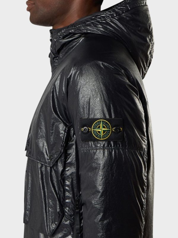Stone Island Short Parka Zwart voorkant